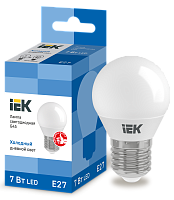 Лампа светодиодная LED 7вт Е27 дневной шар ECO | код. LLE-G45-7-230-65-E27 | IEK
